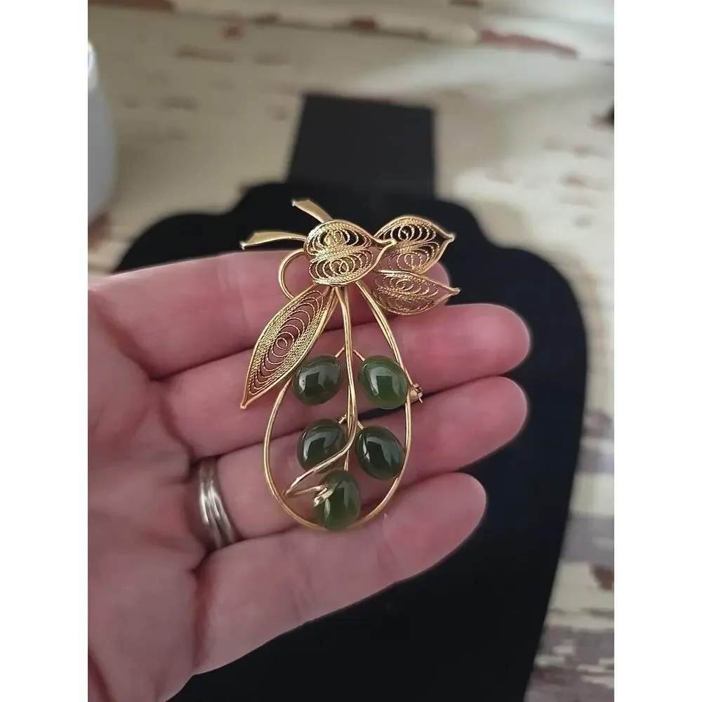Vintage Mid-Century Gold & Silver Tone Textured Leaf Brooch Pin Botanical‎ Boho